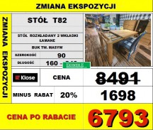 KLOSE- STÓŁ  T82 - 90X160+2X40